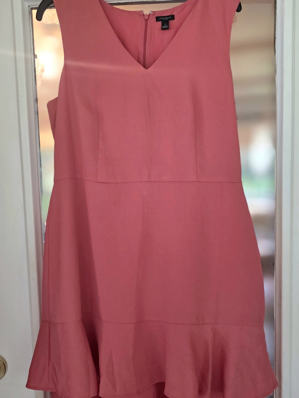 NEW Ann Taylor Factory Coral Chiffon V-Neck Ruffle Hem Dress Sz 12